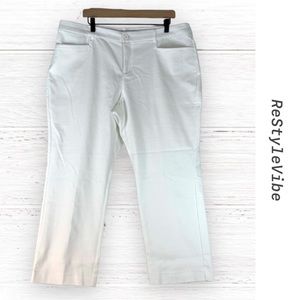 CJ BANKS Women’s Size 18W PETITE Pants Dressy White Stretch High Rise NWT